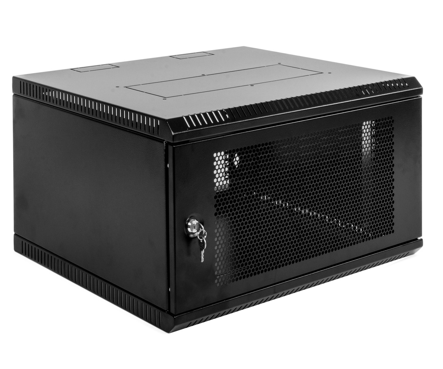 Шкаф телекоммуникационный настенный разборный 6U, 9U, 12U, 15U, 18U (600х520) дверь перфорированная, цвет черный ШРН-Э-6.500.4-9005