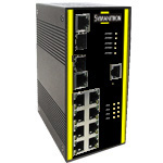 Symanitron SWMP-82GC - Промышленный 10-портовый управляемый PoE Ethernet коммутатор с 8 портами 10/100TX P.S.E и 2 гигабитными комбо портами