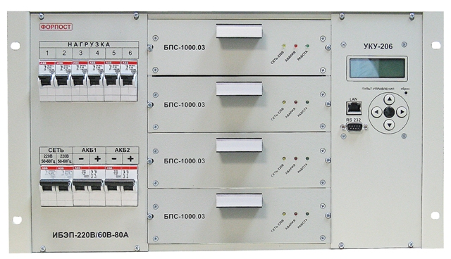 ИБЭП Форпост -220/60B-80A-4/4(1000)-6U-LAN