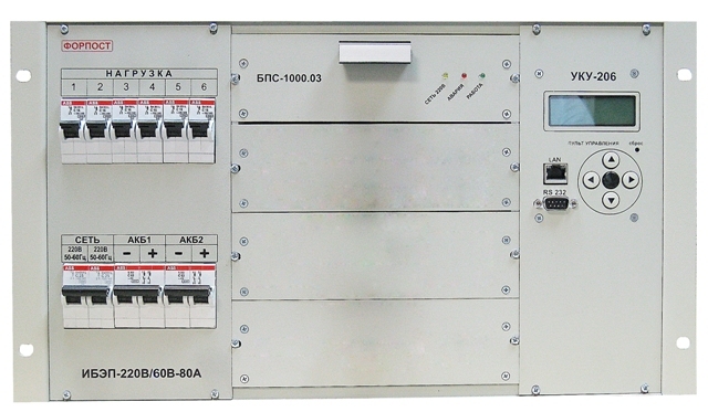 ИБЭП Форпост 220/60B-80A-1/4(1000)-6U-LAN
